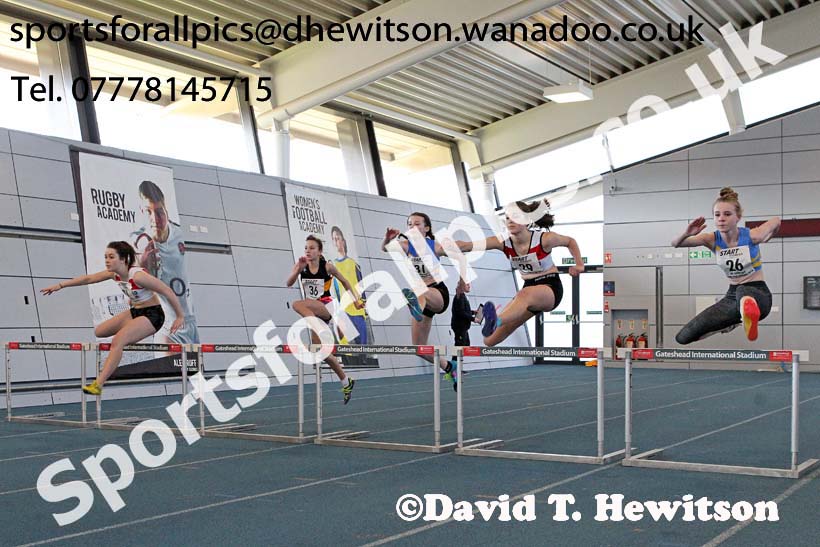 Boys 60 metres hurdles, NECAA Championships and Open Indoor Pentathlon, Gateshead College Academy of Sport. Photo: David T. Hewitson/Sports for All Pics